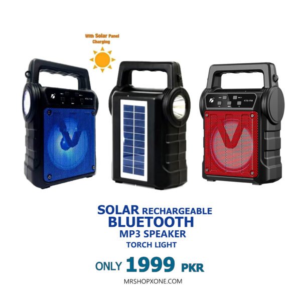 KTS-1706 KTS 1706 Bluetooth Speaker – Solar Rechargeable MP3 Speaker with Torch Light